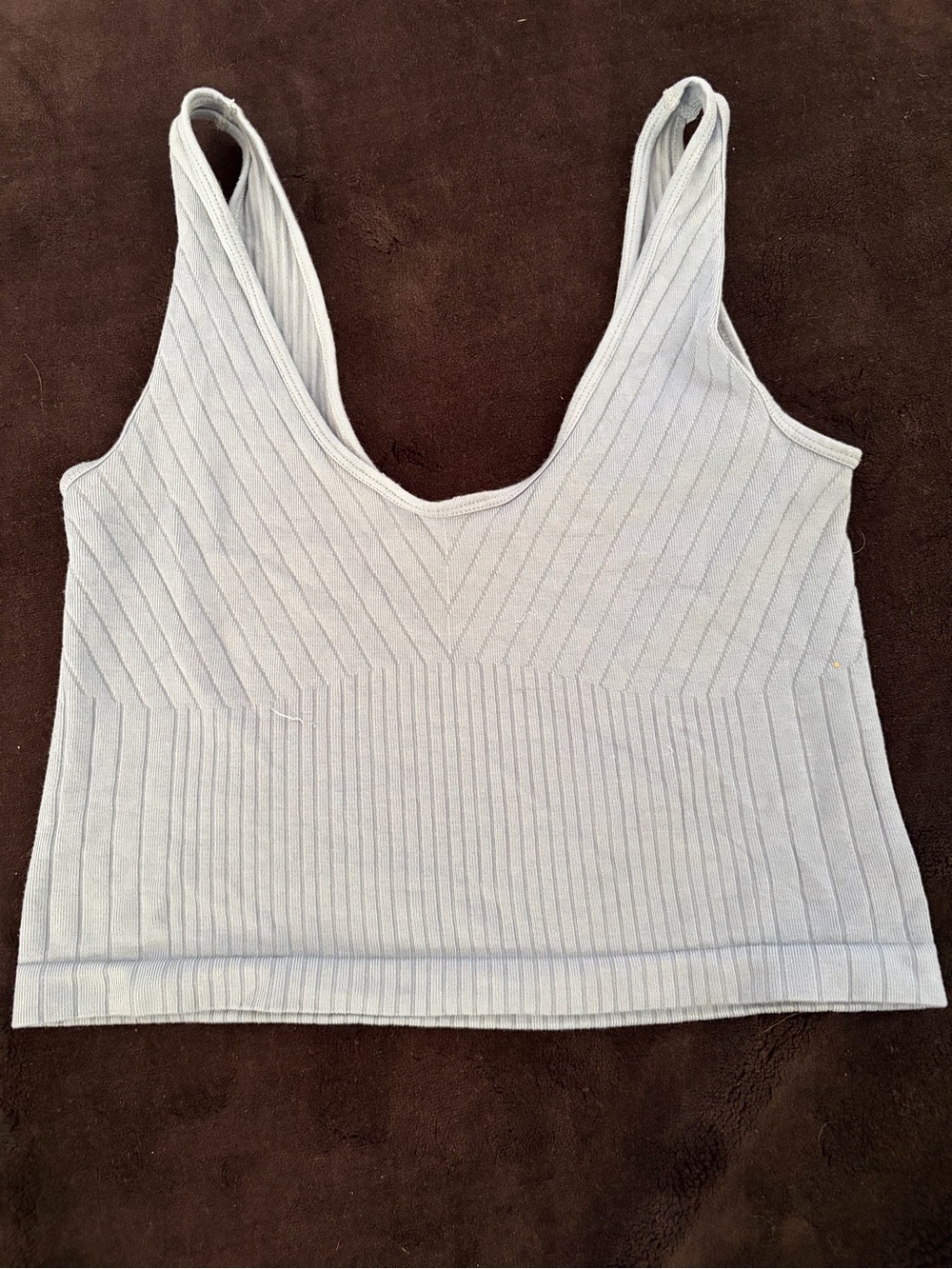 Forever 21 Light Blue Ribbed Scoop Crop Tank